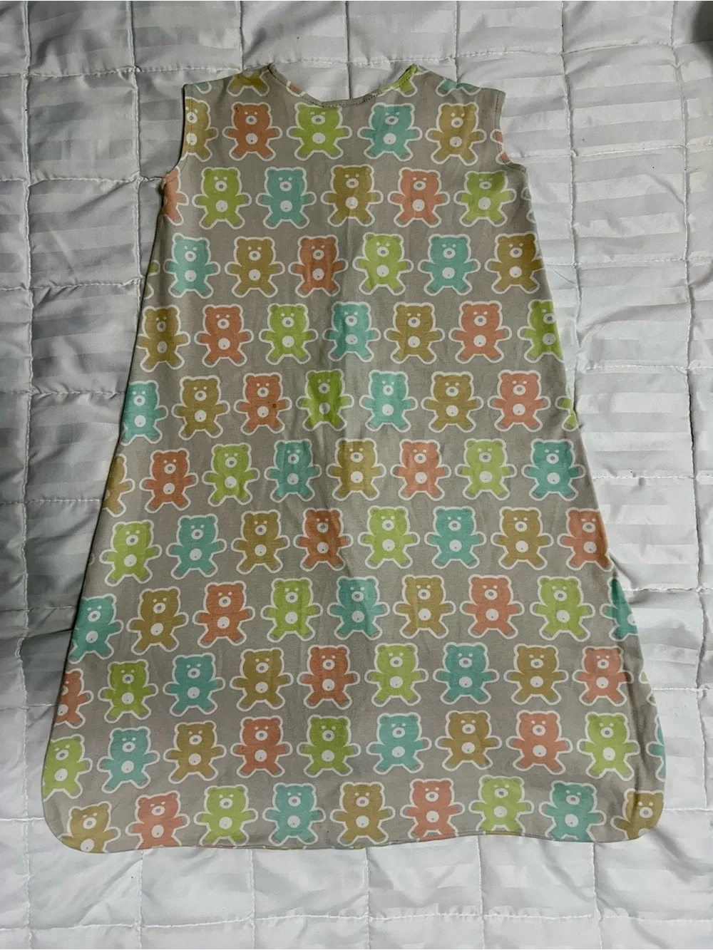 Halo Pastel Teddy Sleepsack in Gray with Mint, Peach & Lime Bears